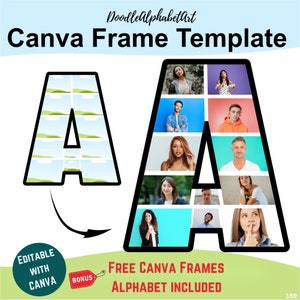 Customizable Photo Collage Canva Frame Template - Personalized Gift with Drag-and-Drop Letters and Numbers - Instant Download