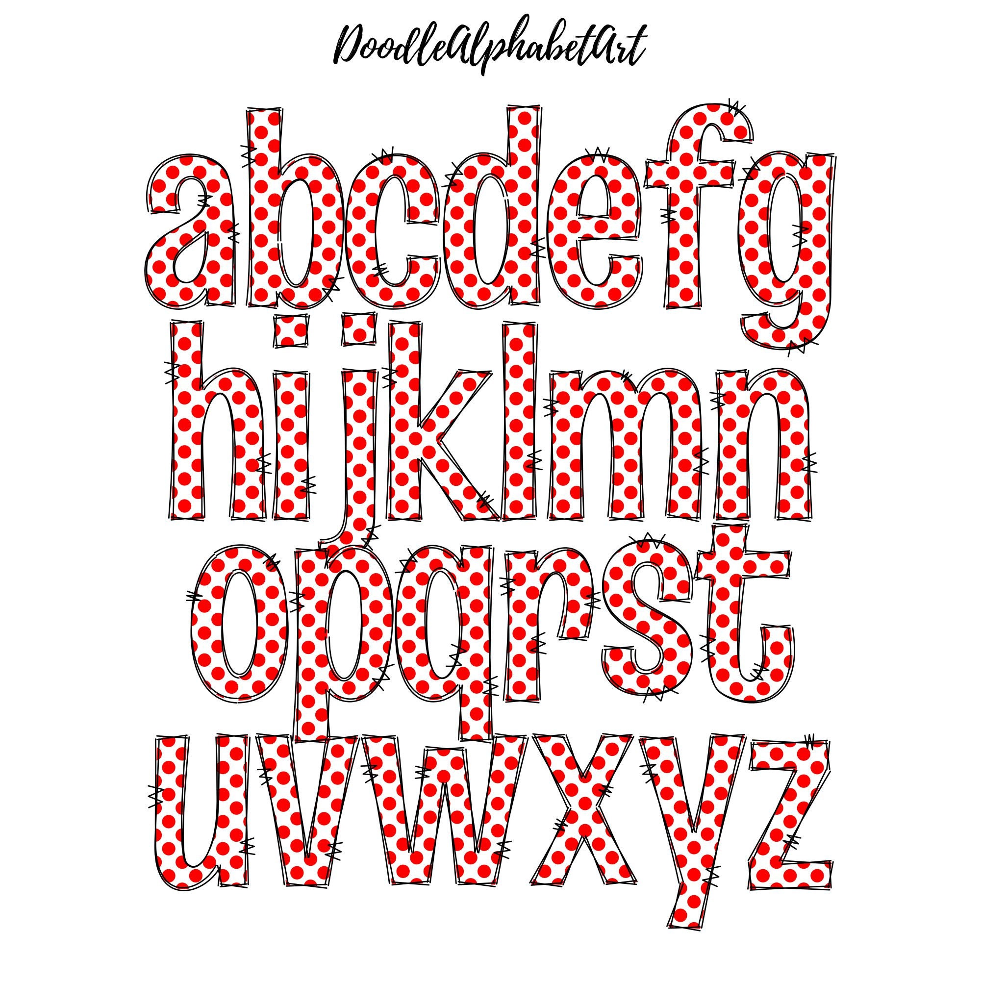 Polka Dot Doodle Alphabet PNG Bundle: 10 Colorful Letter Sets (digital ...