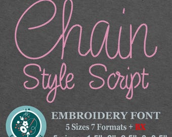 Chain Stitch Embroidery Font: Style Script, 5 Sizes (Digital Download)