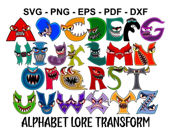 Digital Alphabet Lore A-Z Uppercase SVG / PNG / DXF / Eps / 