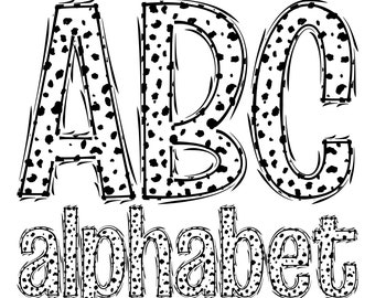 Dalmatian Dot Doodle Alphabet PNG Bundle (Digital Download)