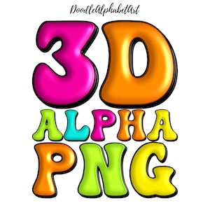 Bright Colors 3D inflated Retro Groovy Alphabet Letters PNG Bundle, Vibrant Color Palette, 5 Alpha Sets, Digital Downloads