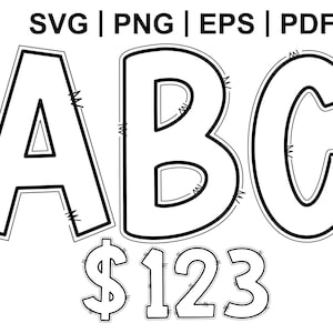 Doodle Blank Transparent Letters Font Alphabet SVG PNG EPS Pdf. Create Alphabets & Digital Designs for Resale, Hand Drawn Alphabet