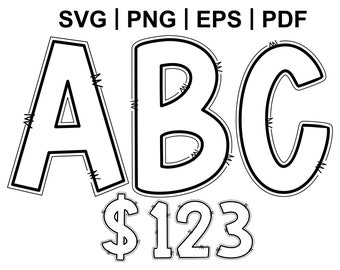 Doodle Blank Transparent Letters Font Alphabet SVG PNG EPS Pdf. Create Alphabets & Digital Designs for Resale, Hand Drawn Alphabet