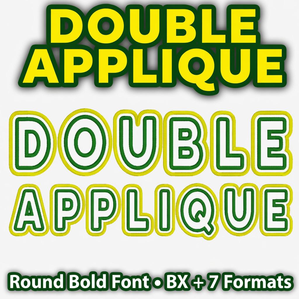 Double Lettering Double Applique Round Bold Embroidery Font BX - 5 Sizes 7 Formats + 5 ...