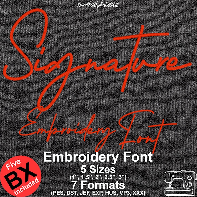 Signature Script Stitching Signature Cursive Embroidery Font: Satin Script (digital Download) - Etsy