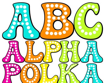 Groovy Dots Alphabet PNG Bundle, Bright Color, 5 Alpha Sets, Retro Polka Dot Letters PNG, Vibrant Marquee Letters PNG, Sublimation Designs