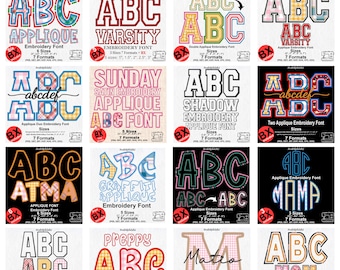 Applique Embroidery Fonts Bundle, Applique Alphabet, Machine Embroidery Design, BX Format - Instant Download