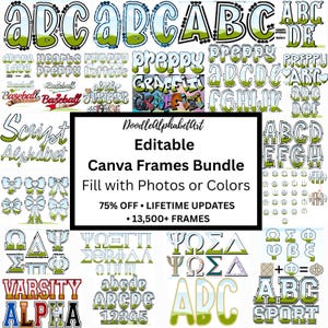 Canva Frames Mega Bundle: 13,500+ Editable Canva Alphabet Letters, numbers & Design Elements Templates