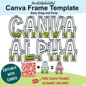 Canva Frames Lines and Hearts Doodle Letters template, Easy Drag and Drop Photos patterns or fill your own colors, Valentine's Day Designs