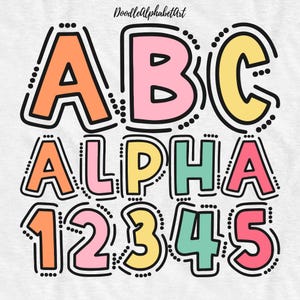 Retro Lines and Dots Alphabet PNG Bundle, Teacher color palette, Handwritten Letters PNG, Digital Downloads