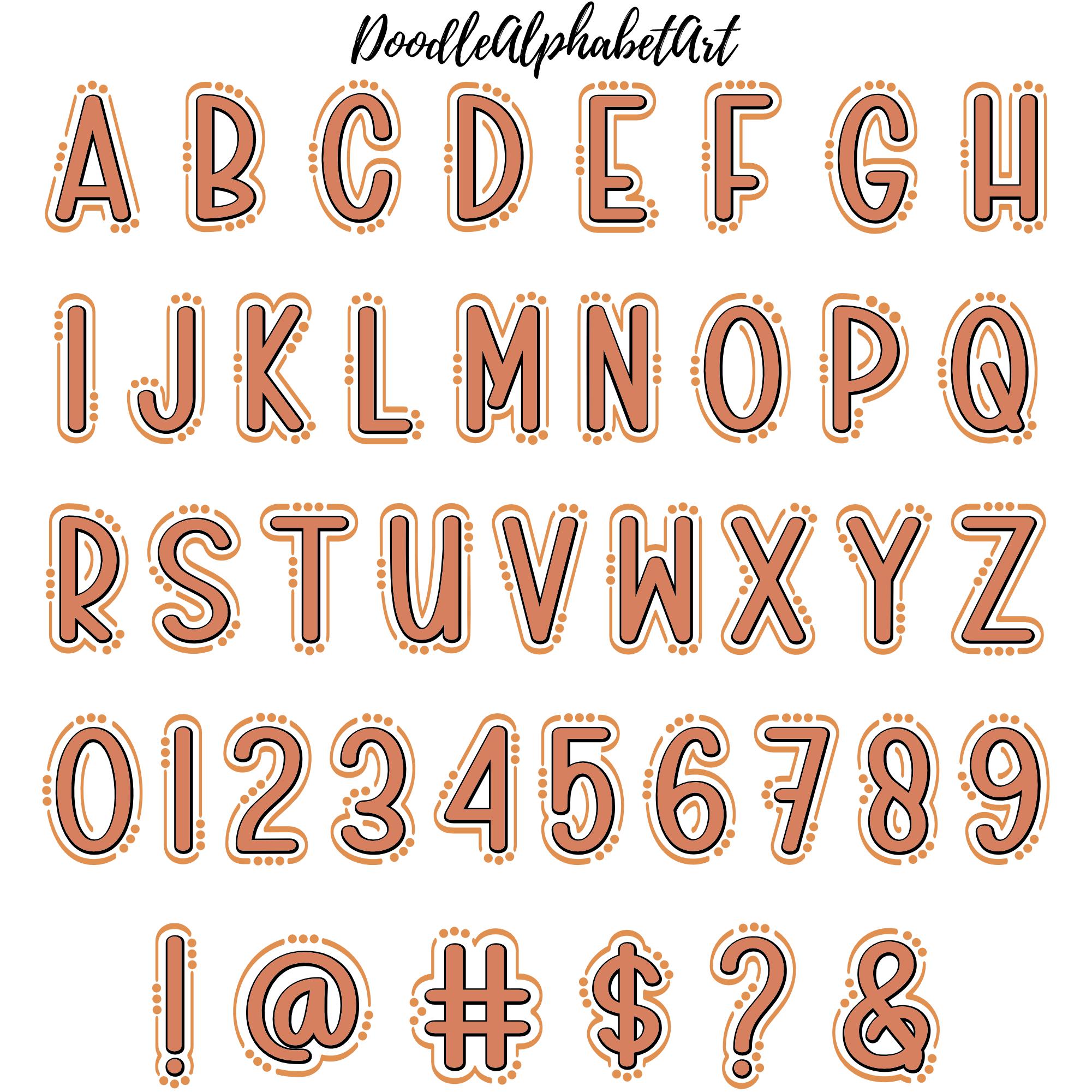 Earth-tone Doodle Letter Pngs | Burgundy Color & Hues Alphabet