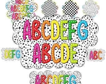 Doodle Dots Alphabet PNG Bundle: Bright Polka Dot Letters (digital