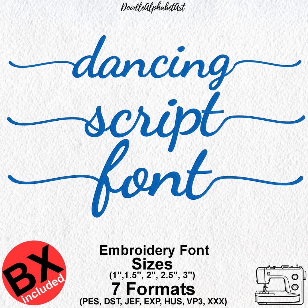 Monogram Dancing Script Embroidery Font, Stroke Alphabets, 7 Formats 5 ...