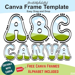 Canva Frame Letters, Doodle Groovy Alphabet, Line and Dots, Editable Canva Frame, Retro Groovy Fonts Canva Templates, Drag and Drop Patterns