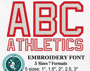 Athletic Embroidery Font: Varsity Letters, 5 Sizes (Digital Download)