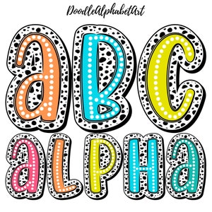White Dots Alphabet PNG, Dalmatian Background Letters Bundle PNG, Teacher Color, 5 Digital AlphaPacks, Handwritten Font Dots Letters PNG