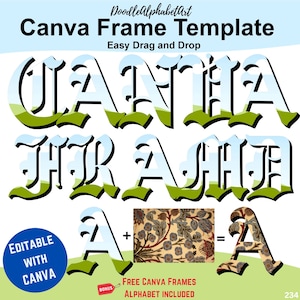 Canva Frames Old English Uppercase Letters with Block shadow, Drag and Drop Photos patterns or fill your own colors, Medieval Letters Frames