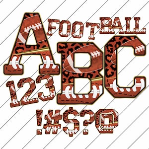 Football Leopard Print Alphabet PNG: Doodle Letters, Numbers (Digital Download)