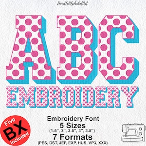Dots pattern Varsity Embroidery Fonts: Fill stitch shadow 7 Formats 5 Sizes BX