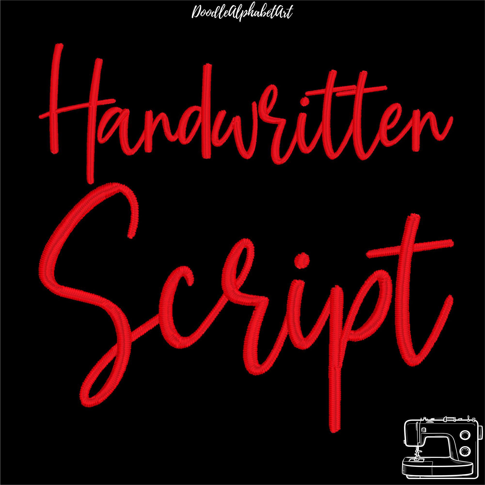 Satin Stitch Handwritten Script Embroidery Font BX, Cursive Machine ...