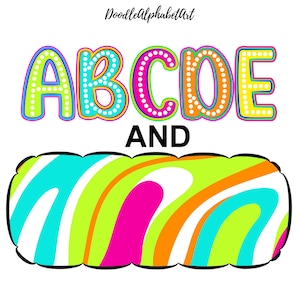 Funky Marquee Alphabet PNG Bundle: Bright Colorful Letters & Backgrounds (Digital Download)