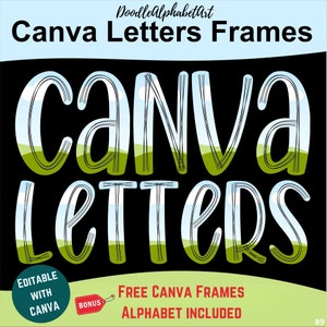 Scribble Letters Canva Frames, Editable Doodle Alphabets, Easy Drag and Drop Photos, Patterns or Fill Your own colors Scribble Frames