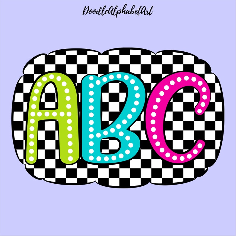 Checkered PNG Bundle: Doodle Letters, Alpha Sets (digital Download) - Etsy