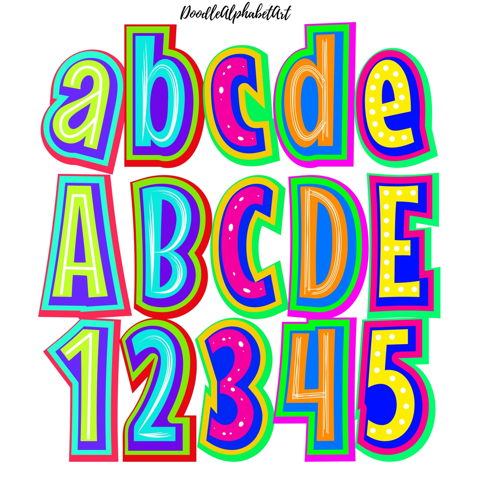 Funky Comic Letter PNG Bundle: Doodle Alphabet Art (digital Download ...