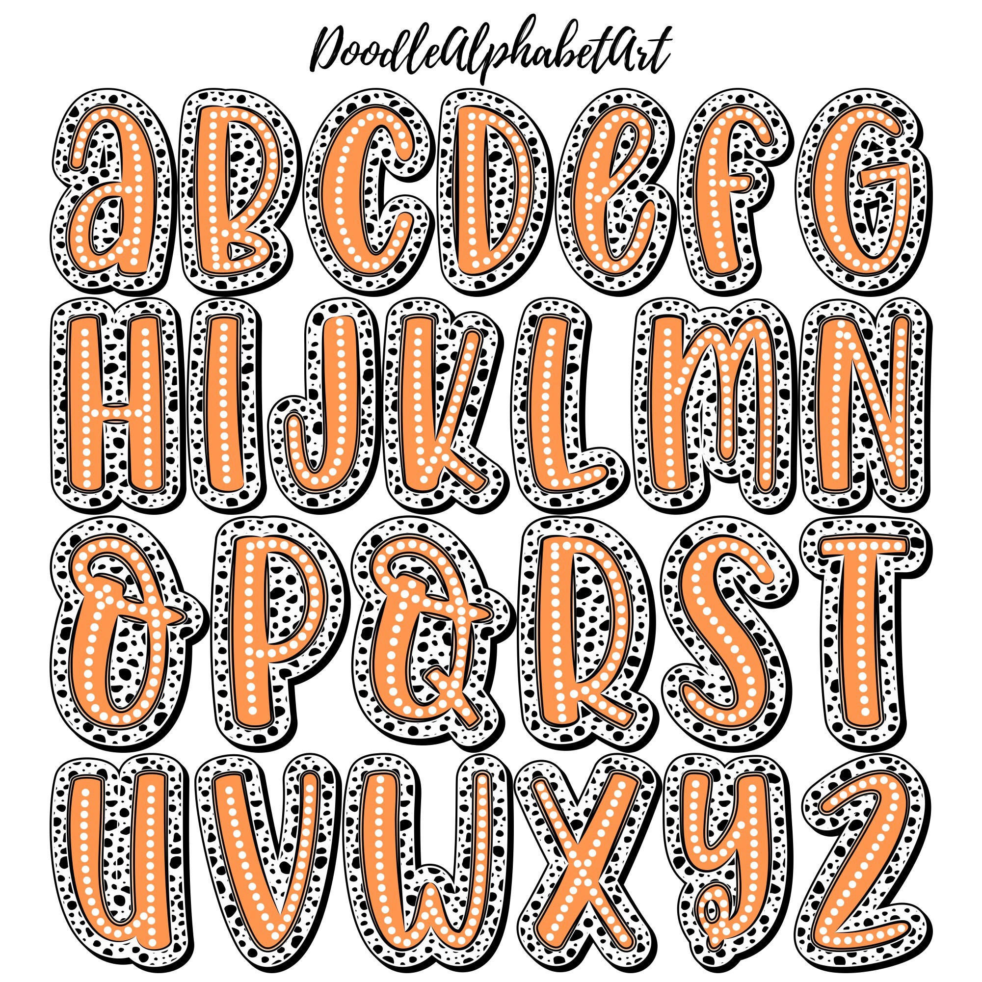 Dalmatian White Dots Alphabet PNG: Teacher Color Font (digital ...
