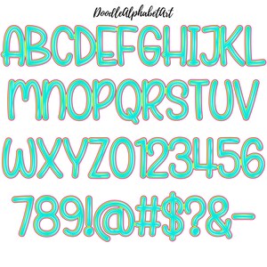 Funky Lettering Doodles PNG Bundle: Bright Color Alpha Pack (digital ...