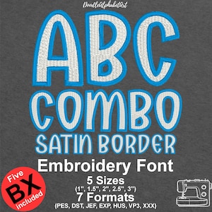 Satin Border Embroidery Font: Two-Color Outline Stitch (Digital Download)