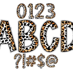 Leopard Cowboy Alphabet PNG: Doodle Letters, Numbers, Symbols (Digital Download)