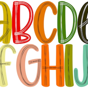 Doodle Alphabet PNG Bundle: Hand Drawn Scribble Letters (Digital Download)