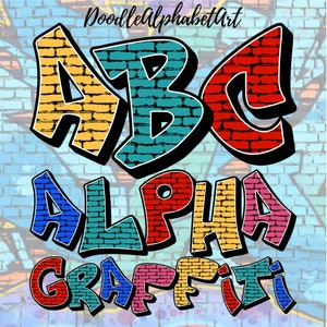 Graffiti Letters PNG Bundle, Black Grunge style brick, Graffiti Color Palette, Street Art Alphabet PNG, Digital Downloads Printable PNG