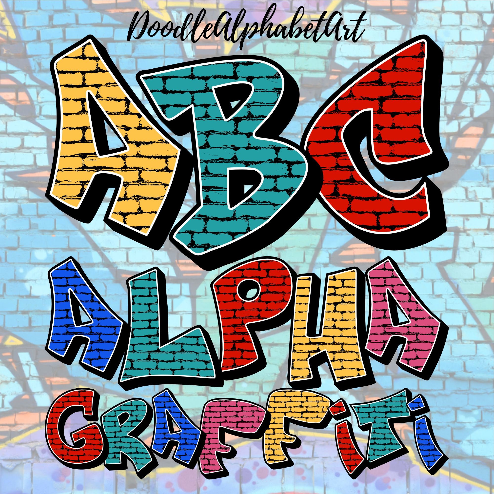 趣味 Graffiti alphabet Graffiti Alphabet PNG Bundle: Grunge Brick Style (digital