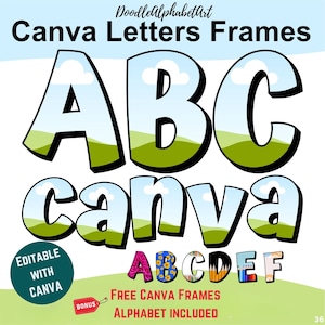Canva Doodle Alphabet: Block Shadow Bold Font for Music Posters, Apparel or Shirts. School Alphabet Letters. Easy Drag and Drop Patterns