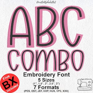 CenterLine Embroidery Font: Satin Stitch, 5 Sizes (Digital Download)