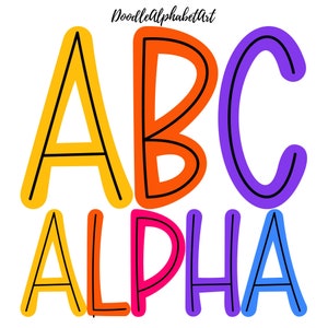 Black CenterLine Letters Uppercase PNG, High Brightness and High Saturation Color Scheme,  Handwritten font Doodle Alphabet PNG Bundle