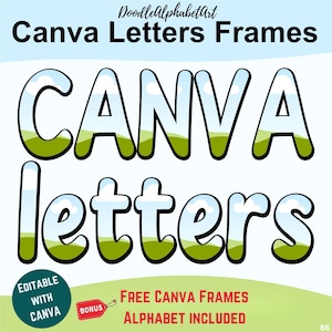 Canva Frames Letters, Handwritten font, Teacher School Alphabets, Editable Canva Doodle Alphabets Drag and Drop Photo, Patterns, Fill colors