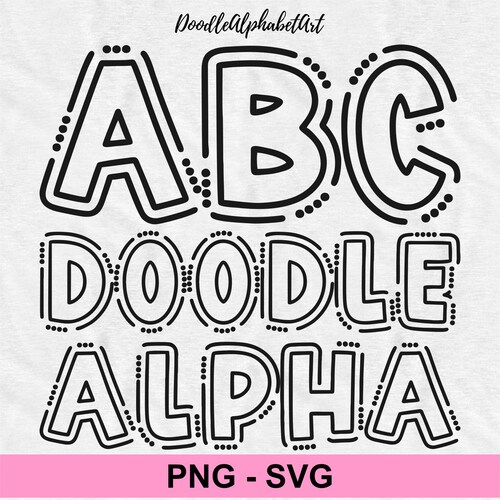 Doodle Alphabet PNG SVG Bundle: Lines and Dots Customizable Letters (Digital Download)