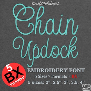 Chain Stitch Embroidery Font: Classic Script, 5 Sizes (Digital Download)