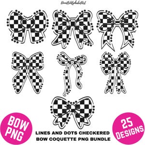 Checkered Bow Coquette PNG Clipart Bundle: Sublimation Designs