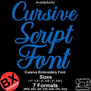 Elegant Script Satin Stitch Cursive BX Embroidery Font, PES Machine Embroidery Design, Digital Instant Download Files