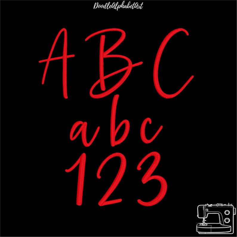 Satin Stitch Handwritten Script Embroidery Font BX, Cursive Machine ...