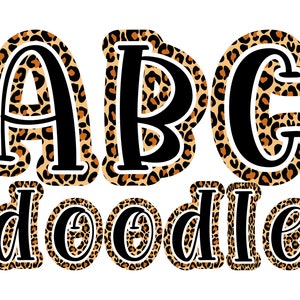 Leopard Doodle Alphabet PNG: Hand Drawn Letters, Numbers, Symbols (Digital Download)