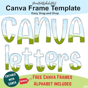 Canva Frames Letters, Outline Scribble Alphabet, Editable Doodle Alphabet Canva template, Drag & Drop Photos, Patterns, Fill your own colors