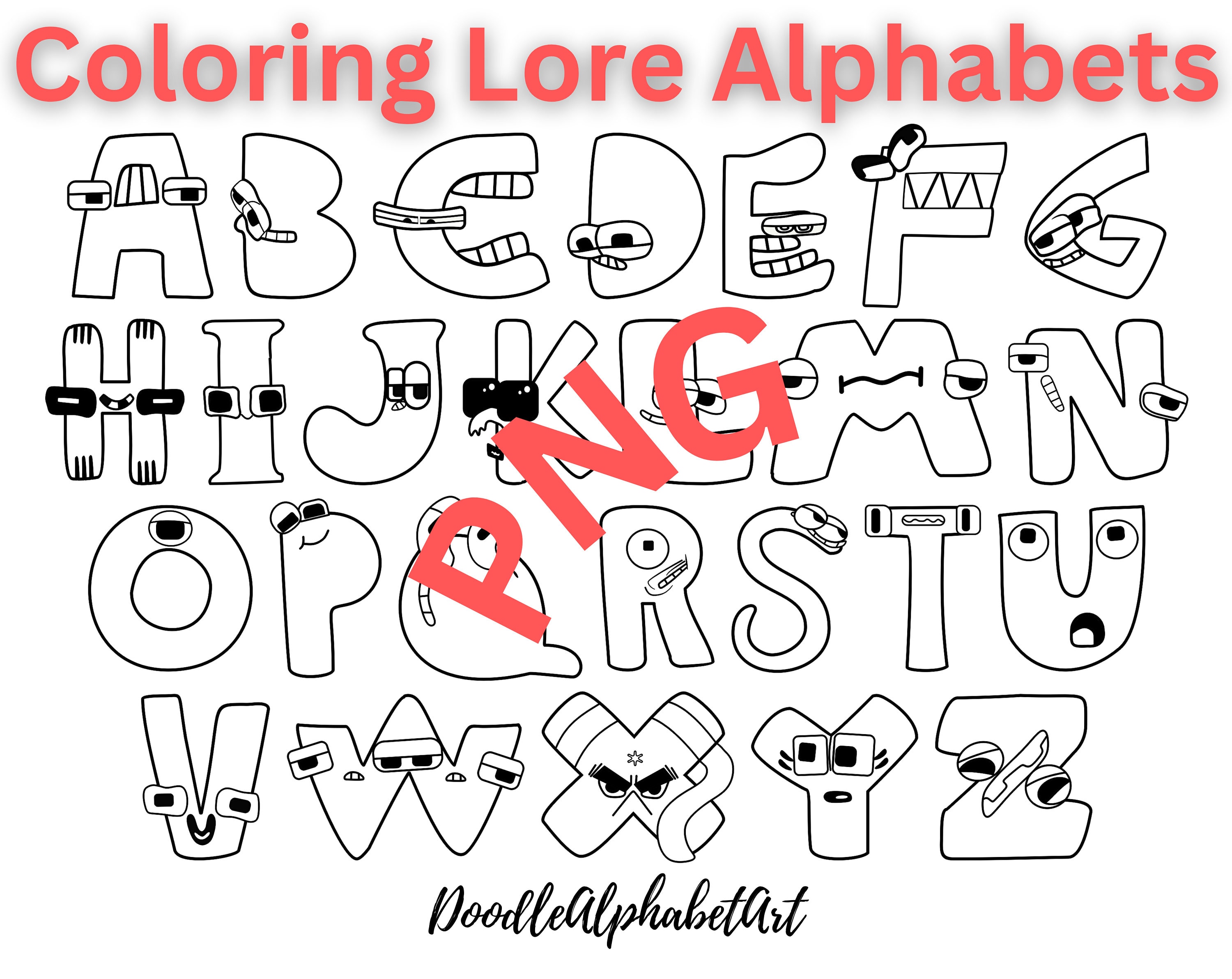 n (lowercase) Alphabet Lore Coloring Page for Kids - Free Alphabet Lore  Printable Coloring Pages Online for Kids 