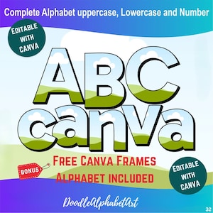 Geometric Retro Alphabet Bundle | Complete Uppercase, Lowercase & Numbers | Editable Canva Doodle Fonts with Easy Drag and Drop Designs