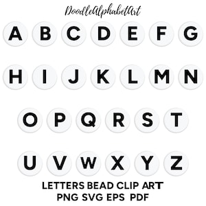 Bead ClipArt AlphaPacks, Black and White Uppercase Letter, Bead font in  PNG SVG EPS Pdf, Instant Digital Alphabets Download